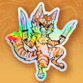 Knife Cat Holographic Vinyl Sticker